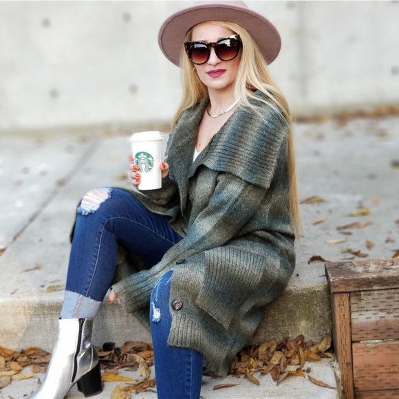 Green Toned Button Down Cardigan - Picture 1 of 5